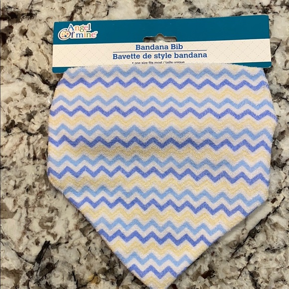 Blue and yellow chevron baby bib - Picture 1 of 3